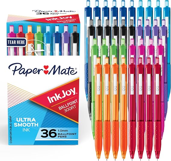 Paper Mate InkJoy 300RT Retractable Ballpoint Pens, Medium Point, Assorted, 36 Count