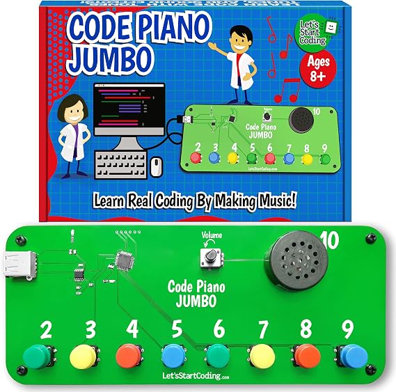 Code Piano Jumbo STEM Coding Toy for Kids 8-12+ and Teens. Learn Real C++ Coding Skills. Includes 20+ Online Projects in Typed Programming. Boys & Girls Create Songs & Sound Effects.