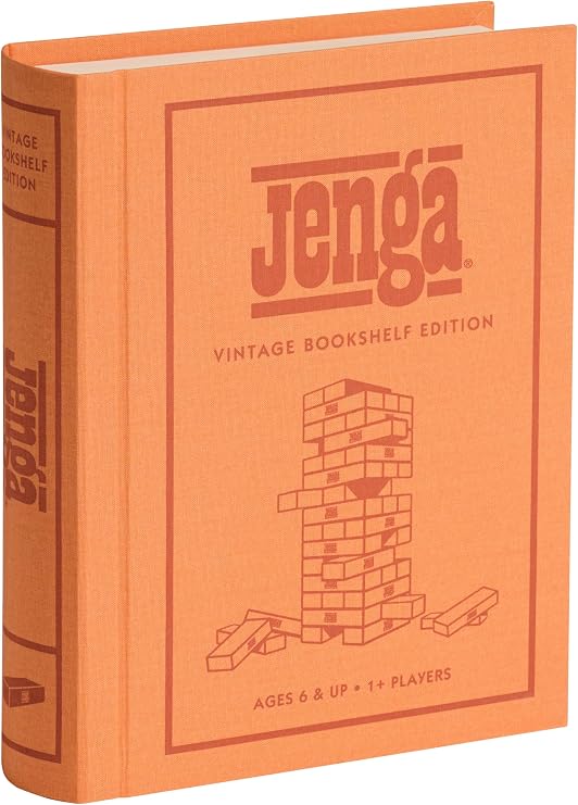 WS Game Company Jenga Vintage Bookshelf Edition Wood Block Stacking Game