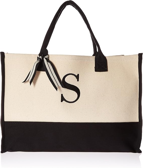 Mud Pie Letter S Initial, Personalized Tote Bag for Women, Initials Bag
