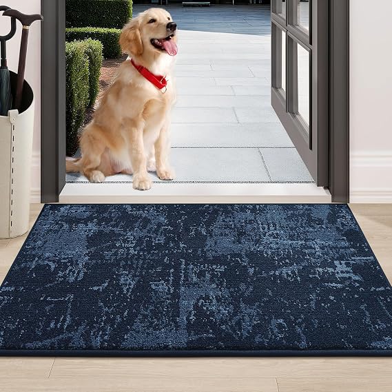 BEQHAUSE Door Mat Indoor Entrance Dirt Trapper Washable, 24x36in, Blue