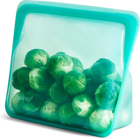 Stasher Premium Reusable Silicone Stand-Up Mid Bag, Aqua, 56 oz