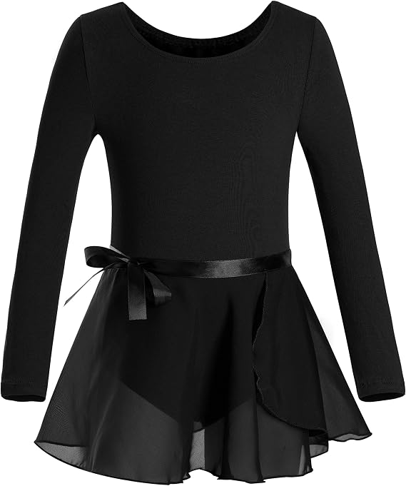 DANSHOW Long Sleeve Ballet Leotard for Girls with Skirt