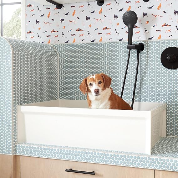 Signature Hardware 484624 Linwald 24" Free Standing Single Basin Stone Composite Dog Washing Station