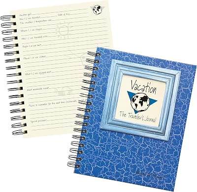 Write it Down series by Journals Unlimited, Guided Journal, Vacation, The Travelers Journal, Full-size 7.5x 9, Blue Hard Cover, Made in USA