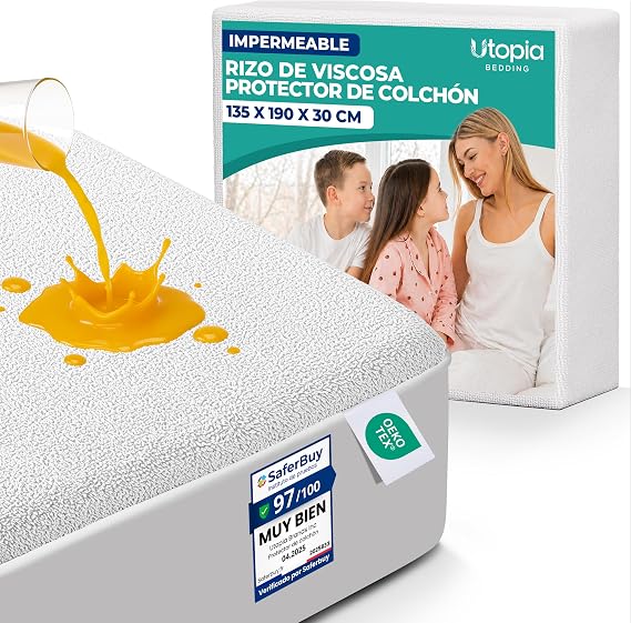 Viscose Terry Waterproof Mattress Protector 135x190x30cm
