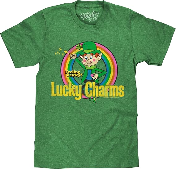 Tee Luv Men's Faded Lucky Charms Feeling Lucky Leprechaun Cereal T-Shirt