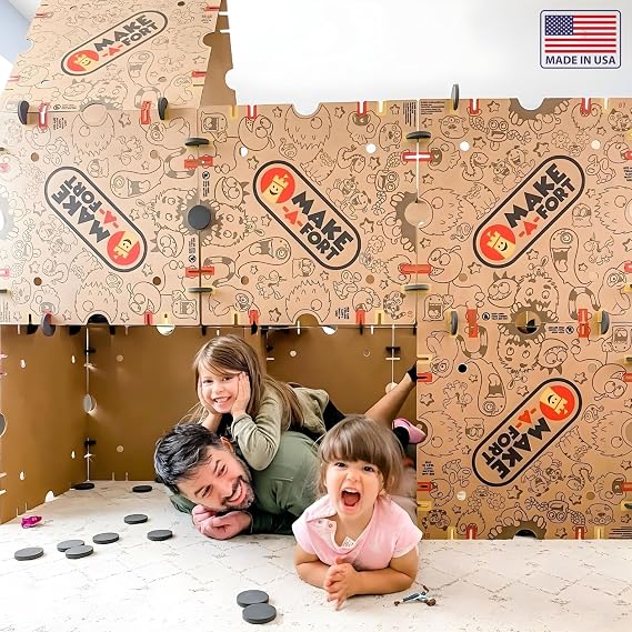 Building Kit - Giant Indoor Fort Builder for Kids | Create giant indoor forts with durable, reusable cardboard panels. Screen-free creative play for kids. Made in USA.
