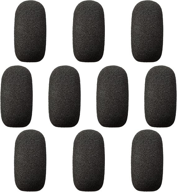 10-Pack Small Foam Windscreens for Lavalier Mics - High-Density Foam Mic Covers for Headset Protection