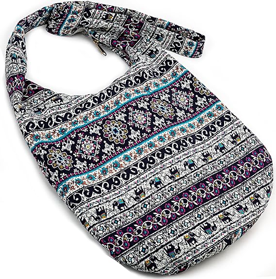 Hippie Crossbody Bag Thai Top Zip Hobo Sling Bag Handmade Hipster Messenger Bag