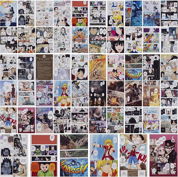 50PCS Manga & Anime Wall Decor Kit - Panels, Posters & Collage for Aesthetic Anime Room
