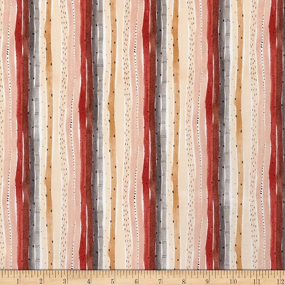 FIGO Wild West Stripes Fabric, White Multi Yard