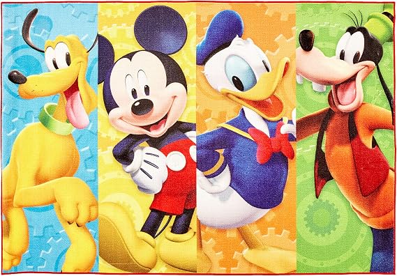 Gertmenian Disney Mickey & Friends Indoor Area Rug - 4x6 Large, Non-Slip, Ideal for Children in Bedroom, Game Room, Classroom, Nursery or Play Area - Multi, 31117