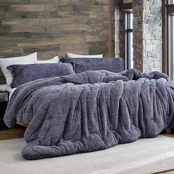 Coma Inducer Queen Oversized Comforter - The Original Plush Frosted Cobalt | Experience Coma Worthy Sleep with Cozy Plush Extra Large Bedding