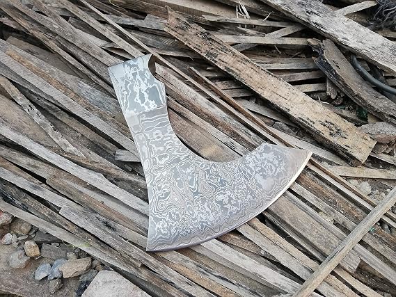 Handmade Axe Head Damascus Steel Viking Bearded Axe Head Outdoor Axe Head- 07