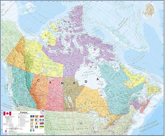 Large Political Canada Wall Map - Laminated - 33 x 47 in | Maps International