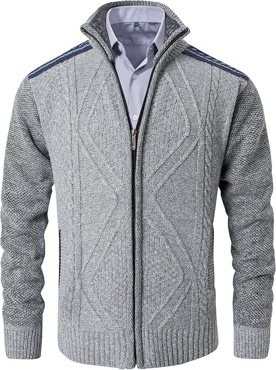 VtuAOL Men's Cardigan Sweaters Casual Full Zip Sweaters Knitted Cardigan with Pockets