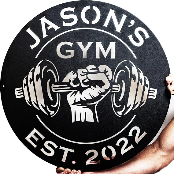 Custom Metal Dumbbell Gym Name Sign | Workout Room Decor | Fitness Gift