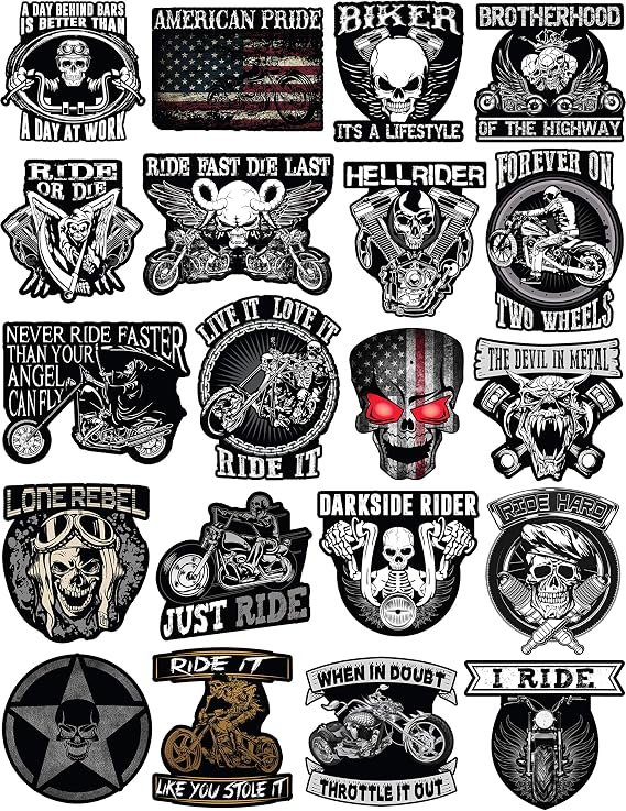 Motorcycle Stickers - Motorcycle Helmet Stickers -Pack of 20 Vinyl Stickers