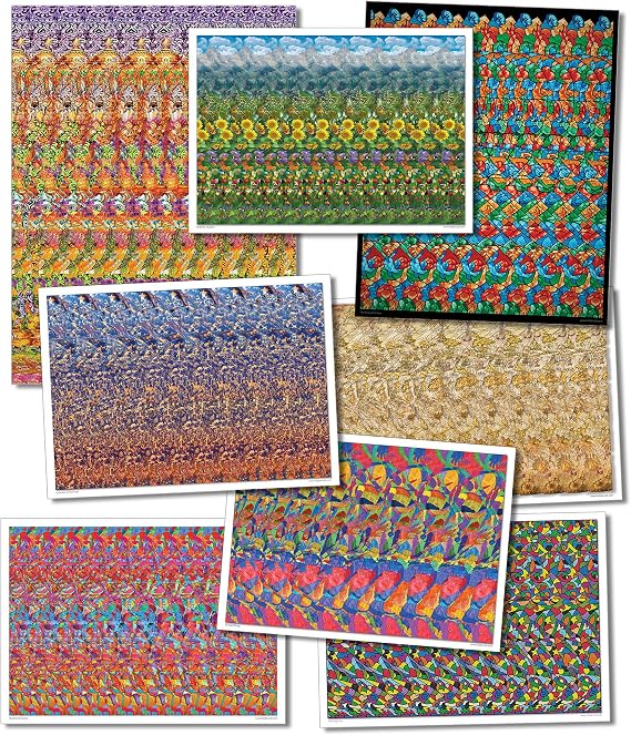 Eight Hidden 3D Stereogram Illusion Posters...