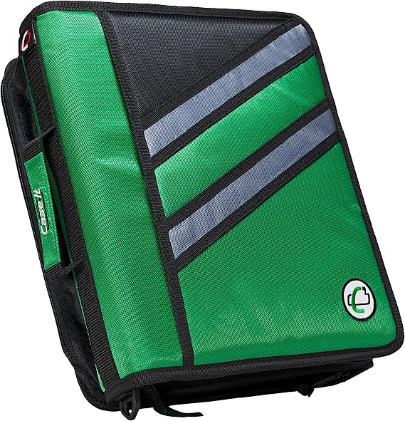 Case-it Z-Binder Two-in-One 1.5-Inch D-Ring Zipper Binders, Green